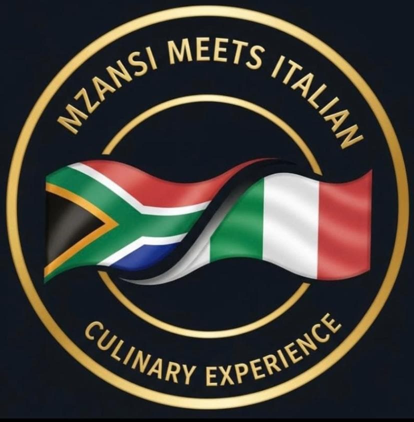 Mzansi Meets Italian Culinary Experience logo, joining the South African and Italian flags