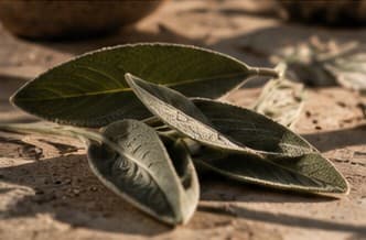 Sage leaves on a stone surface